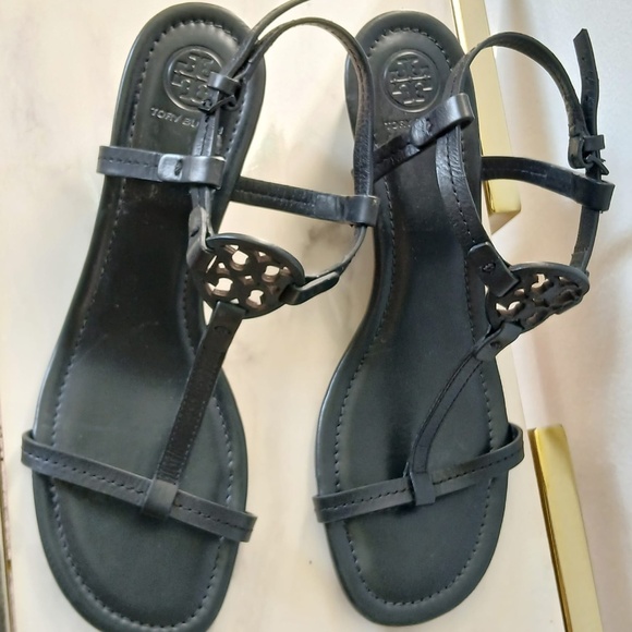 Tory Burch Miller Black Leather Ankle Strap Sandals for Women’s Size 8M. - Picture 6 of 10